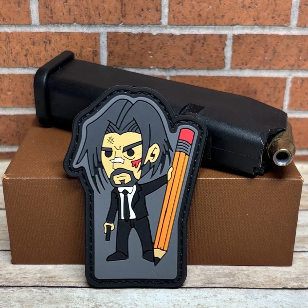 Tactical PVC Patch - John Wick Gun Patch - Hook Loop Morale Wick Pencil Patch